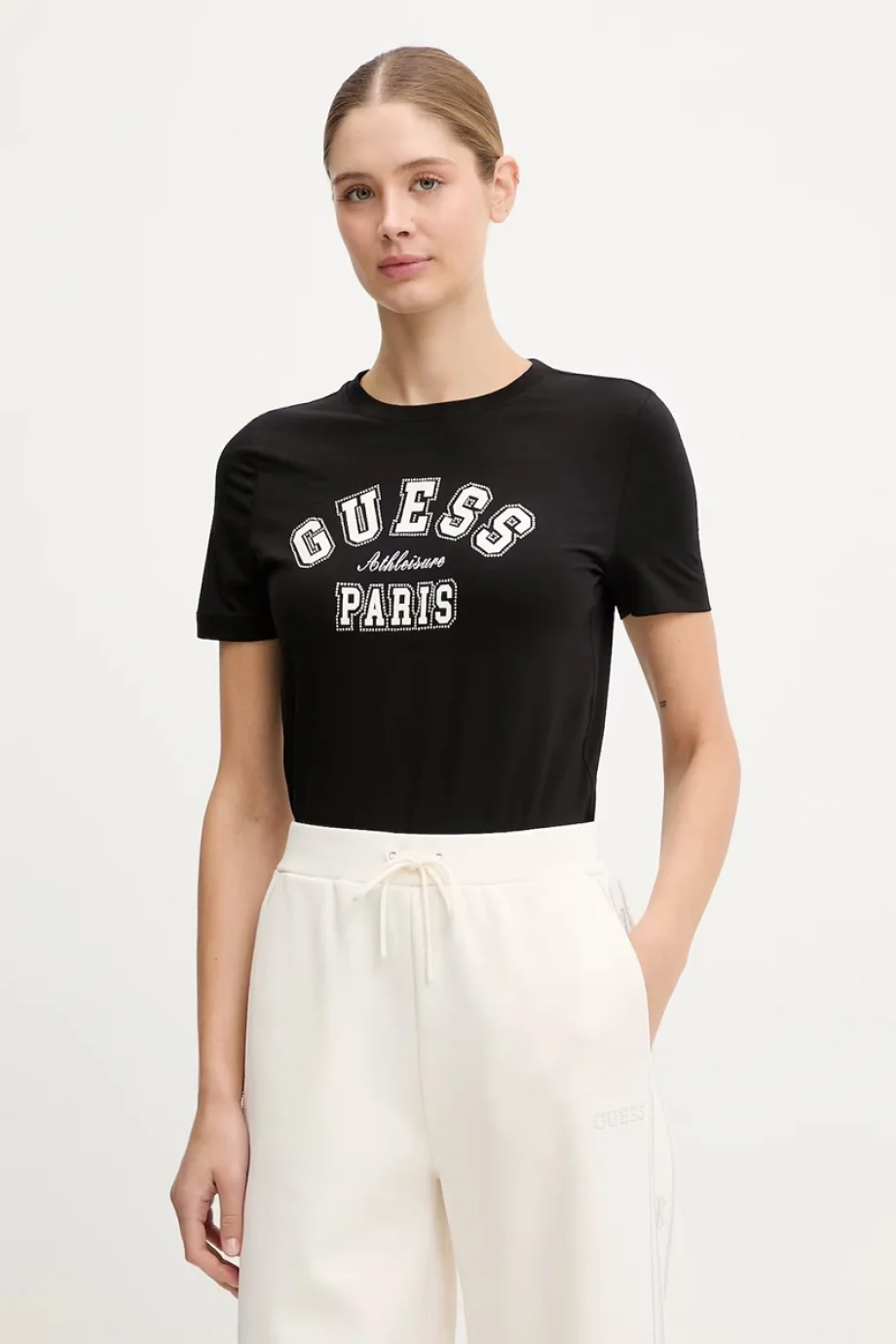 Guess Anita Bisiklet Yaka Kısa Kollu Kadın Siyah T-shirt V6RI15J1314-JBLK