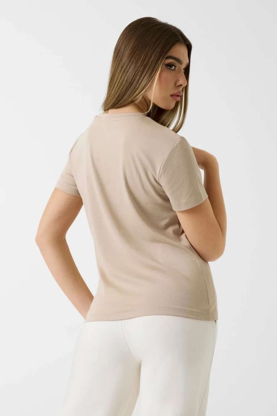 Guess Arabella Bisiklet Yaka Kısa Kollu Kadın Bej T-shirt V6RI06KD741-G1BW
