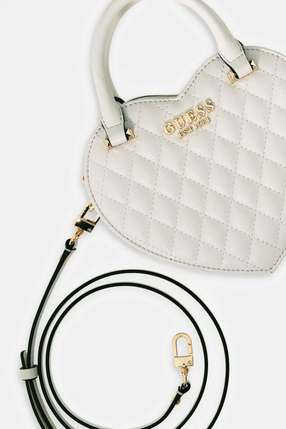 Guess Atabey Kalp Şekilli Kadın Beyaz Çapraz Çanta HWQG9894770-OFF