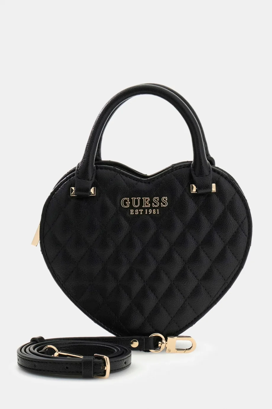 Guess Atabey Kalp Şekilli Kadın Siyah Çapraz Çanta HWQG9894770-BLA