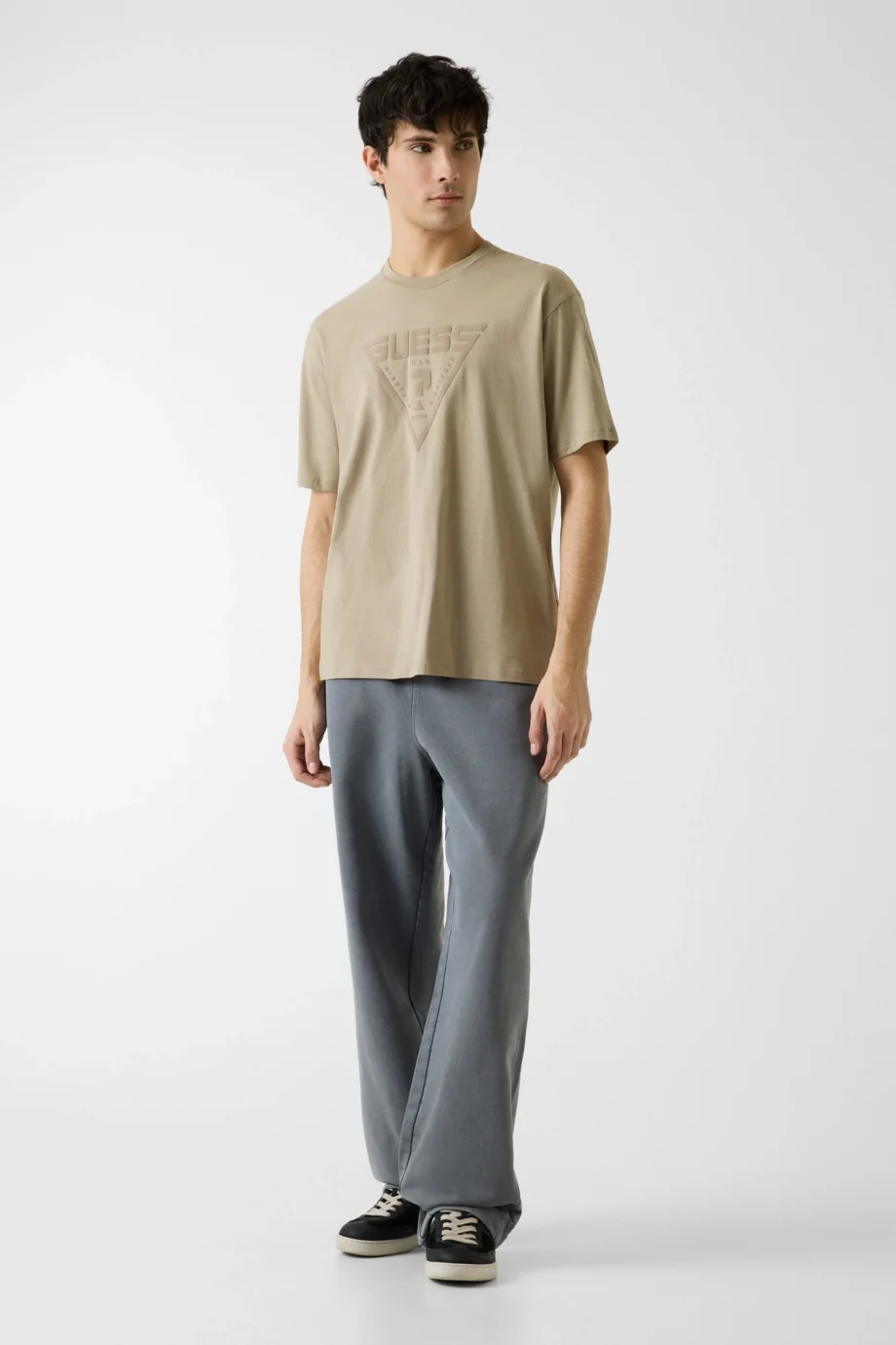 Guess Azha Bisiklet Yaka Büyük Beden Erkek Gri T-shirt Z4BI02I3Z14-G9I0