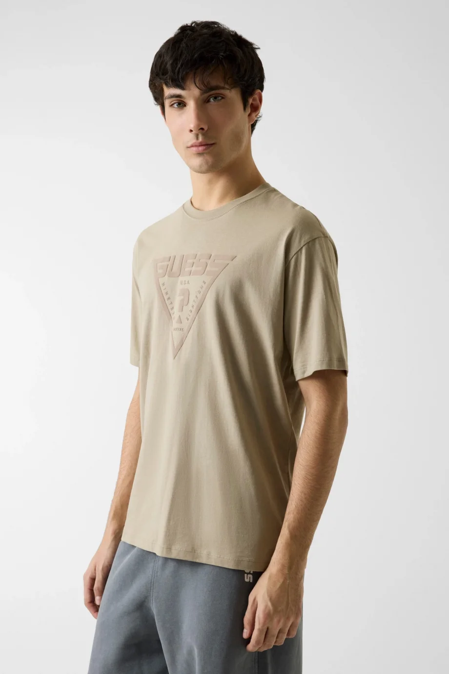 Guess Azha Bisiklet Yaka Büyük Beden Erkek Gri T-shirt Z4BI02I3Z14-G9I0