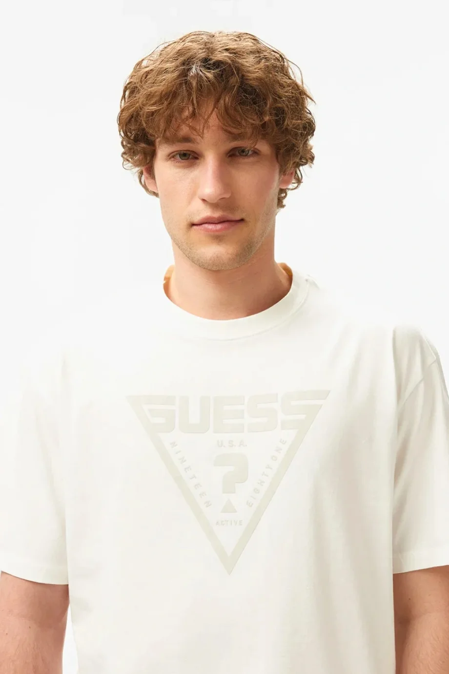 Guess Azha Erkek Beyaz Aktif Oversize Fit T-Shirt Z4BI02I3Z14-G018