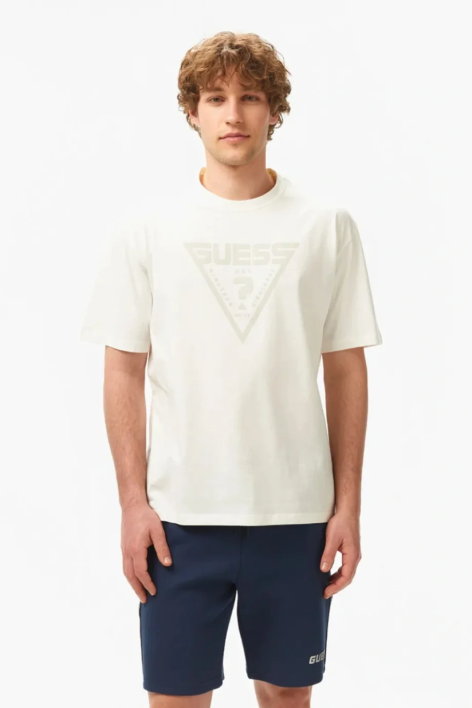 Guess Azha Erkek Beyaz Aktif Oversize Fit T-Shirt Z4BI02I3Z14-G018