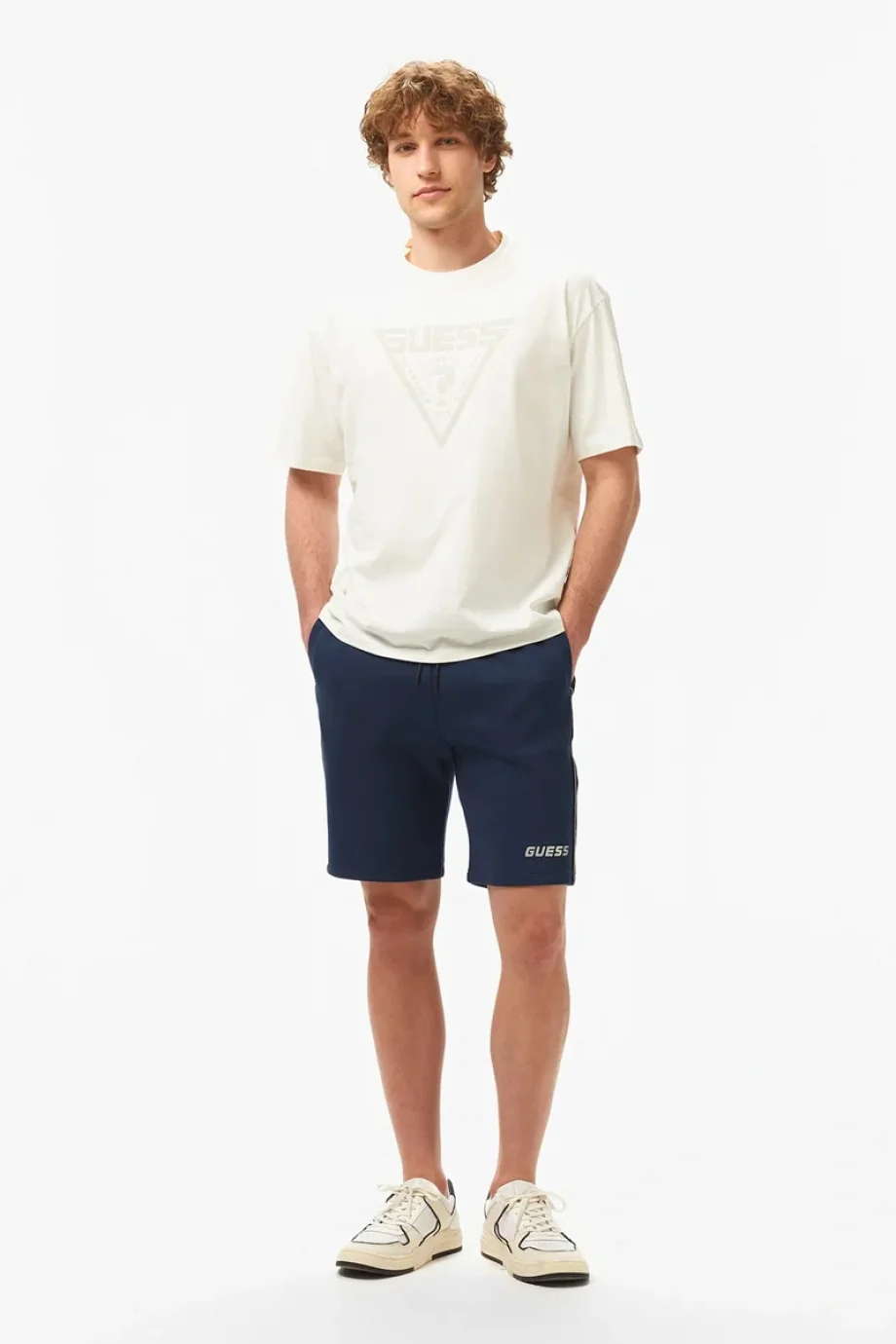 Guess Azha Erkek Beyaz Aktif Oversize Fit T-Shirt Z4BI02I3Z14-G018