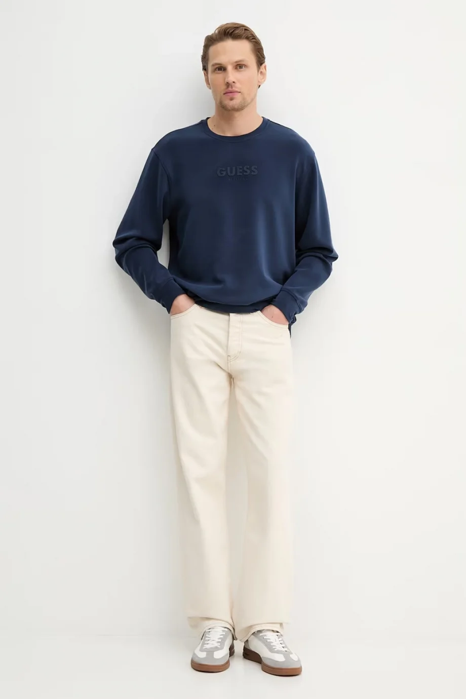 Guess Bisiklet Yaka Uzun Kollu Scuba Luxe Erkek Siyah Sweatshirt M6RQ42KAYM2-G7DC