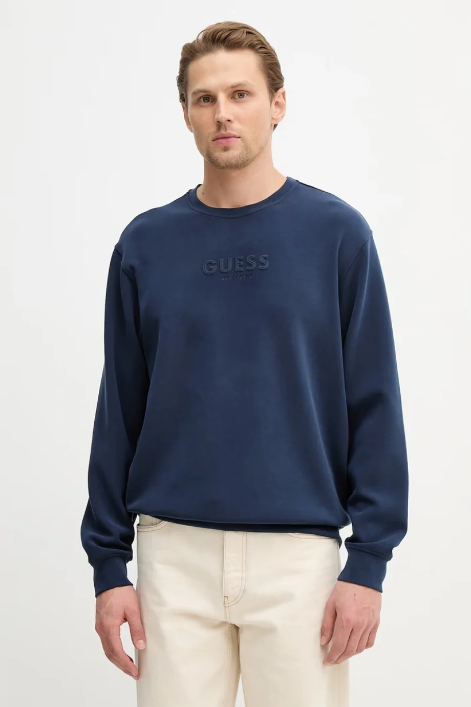 Guess Bisiklet Yaka Uzun Kollu Scuba Luxe Erkek Siyah Sweatshirt M6RQ42KAYM2-G7DC
