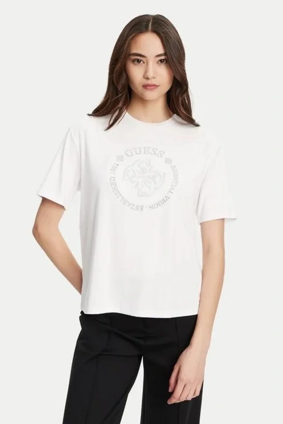 Guess Carla Kadın Beyaz Aktif Boxy Fit T-Shirt V5YI05KCOA2-G011
