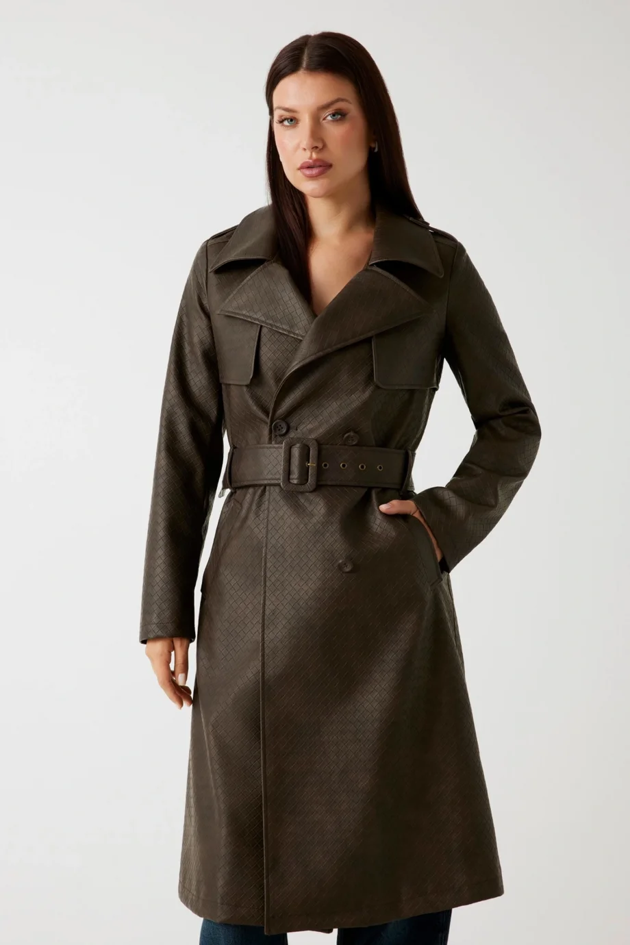 Guess Carmen Kadın Kahverengi Trençkot W5YL32WHGT0-F1GQ