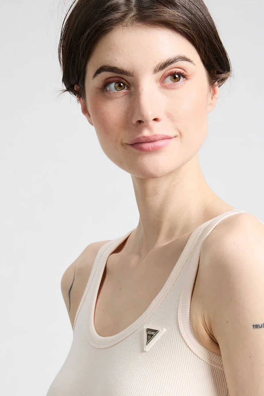 Guess Guess Kadın  Ribana Crop Kadın Krem Atlet V4YP06K8RT2-G6K5