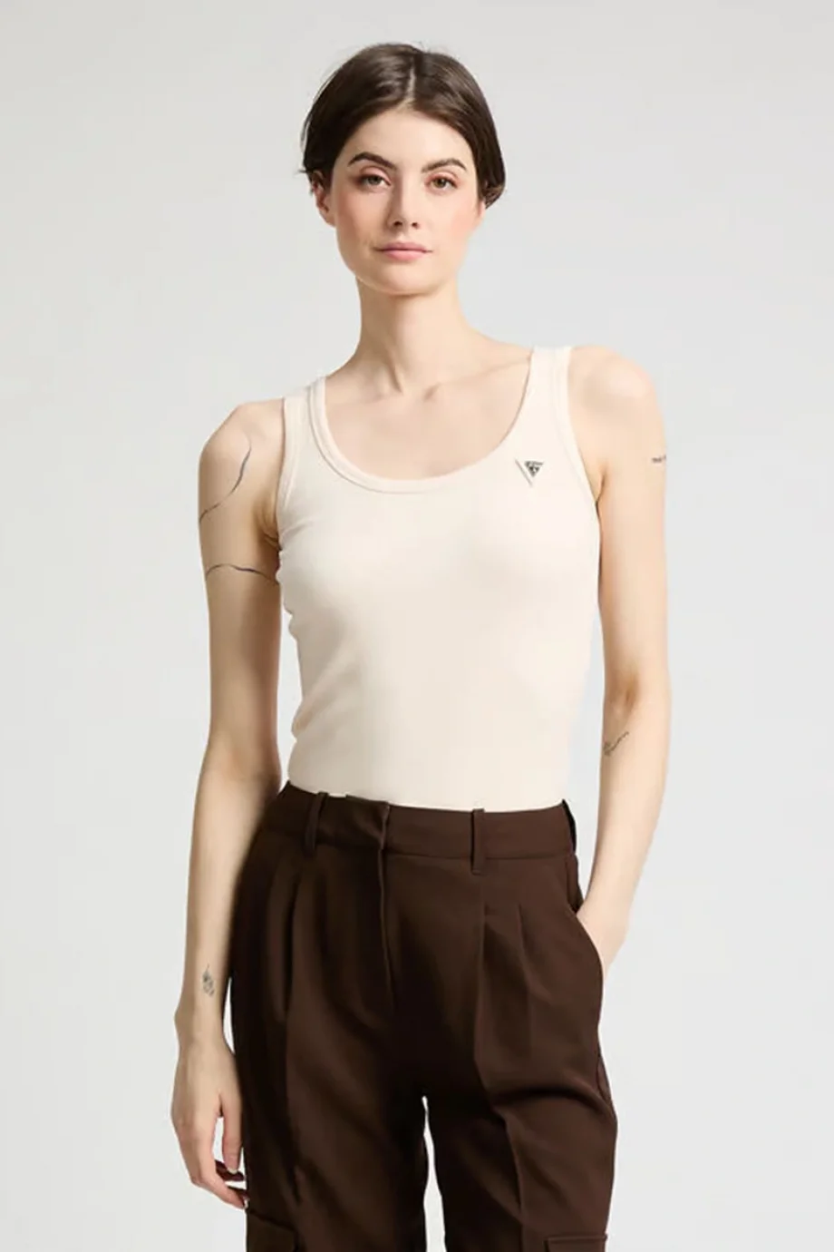 Guess Guess Kadın  Ribana Crop Kadın Krem Atlet V4YP06K8RT2-G6K5