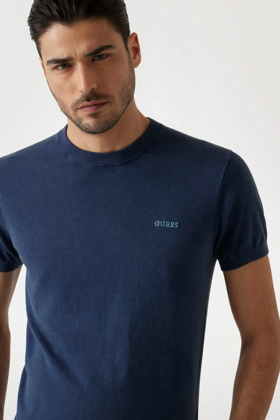 Guess Cornell Erkek Lacivert Ipek Karışımlı  T-Shirt M4GR05Z3DN1-G7V2