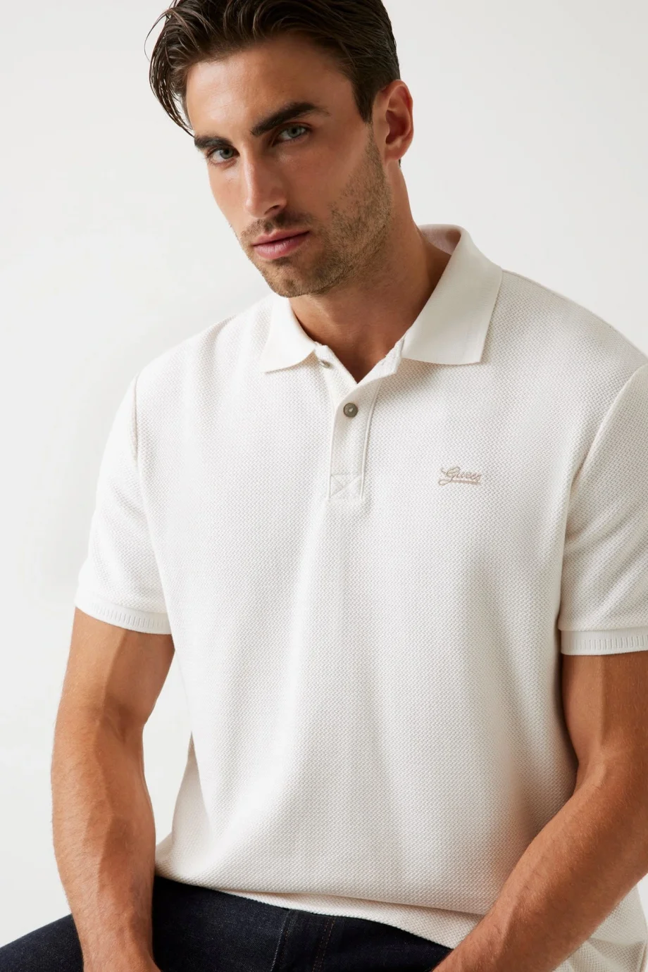 Guess Cotton Erkek Beyaz Regular Fit Polo T-Shirt M5BP05K0891-G018