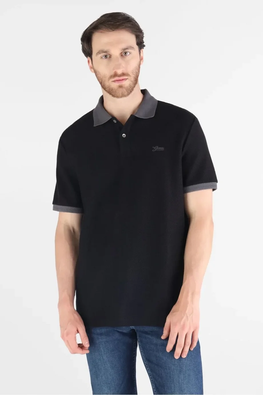 Guess Cotton Erkek Siyah Regular Fit Polo T-Shirt M5BP05K0891-JBLK