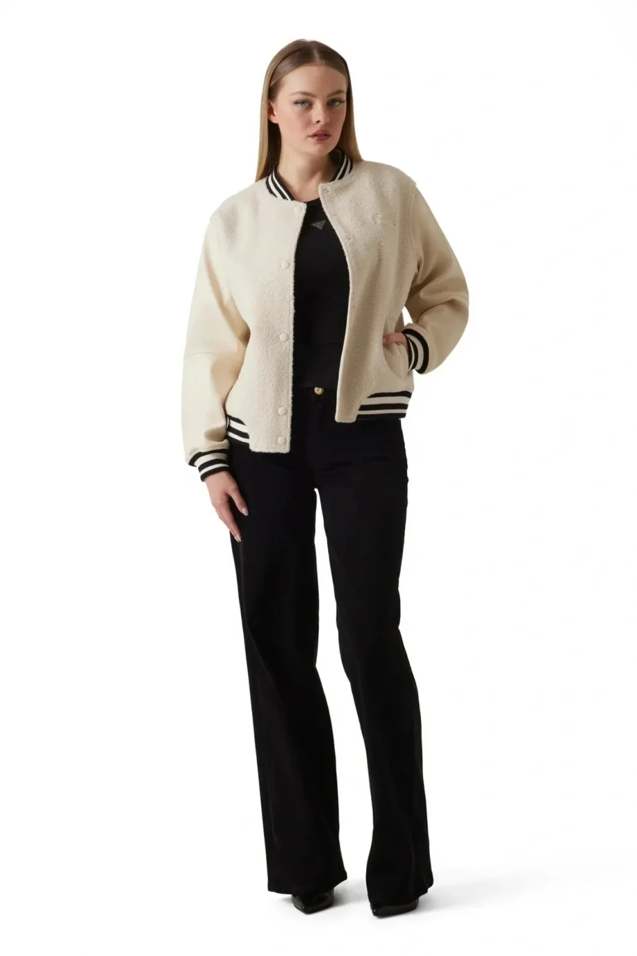 Guess Danielle Kadın Bej Bomber Ceket W5BL27W2392-G9L9