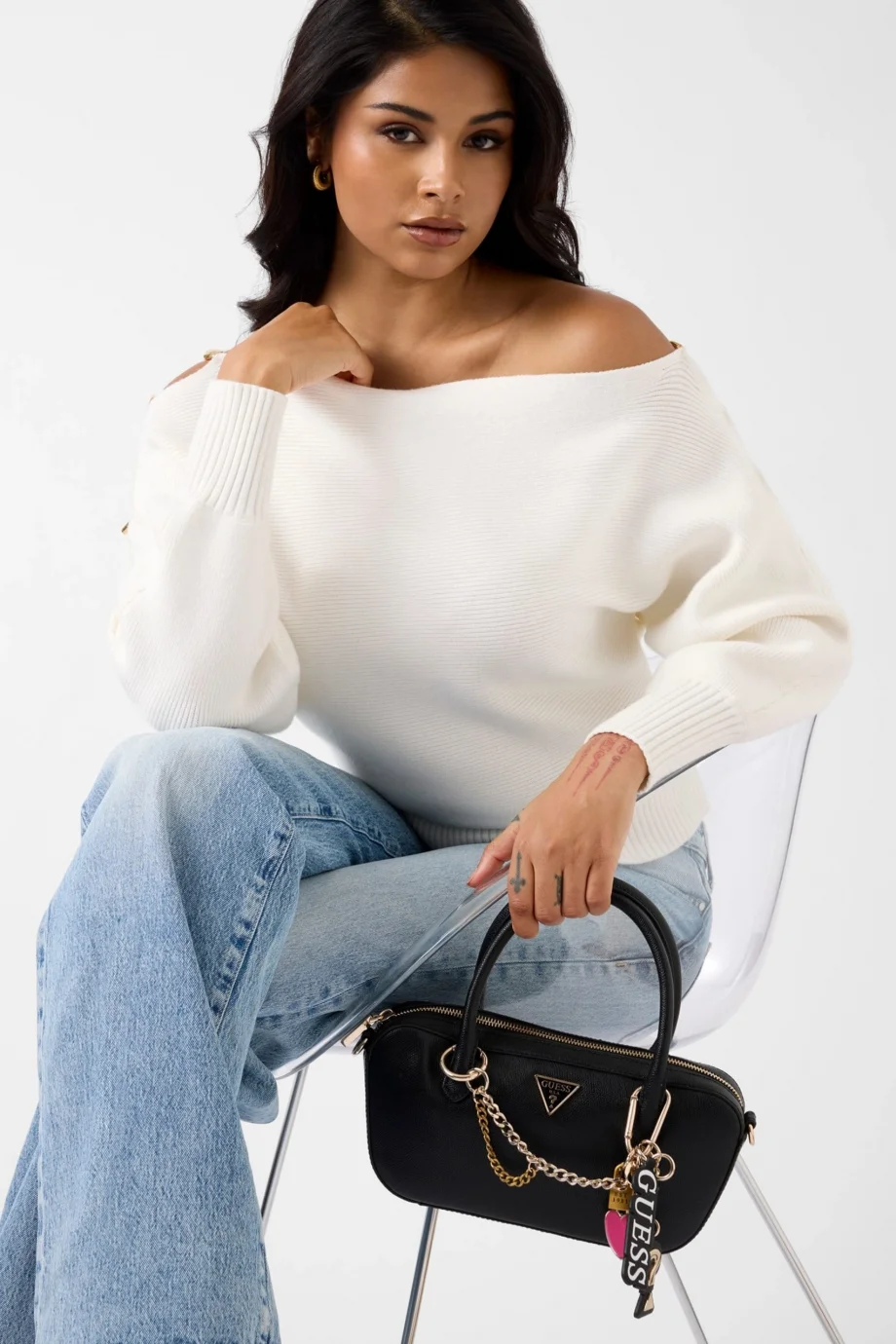 Guess Davina Küçük Kadın Siyah El Çantası HWBG9899050-BLA