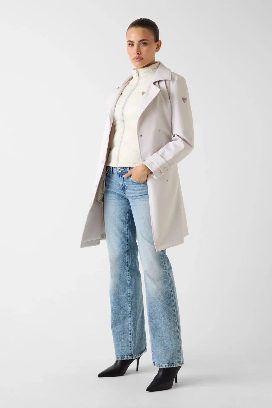 Guess Diletta 2si 1 Arada Kadın Krem Trençkot W6RL53WL942-G9B8