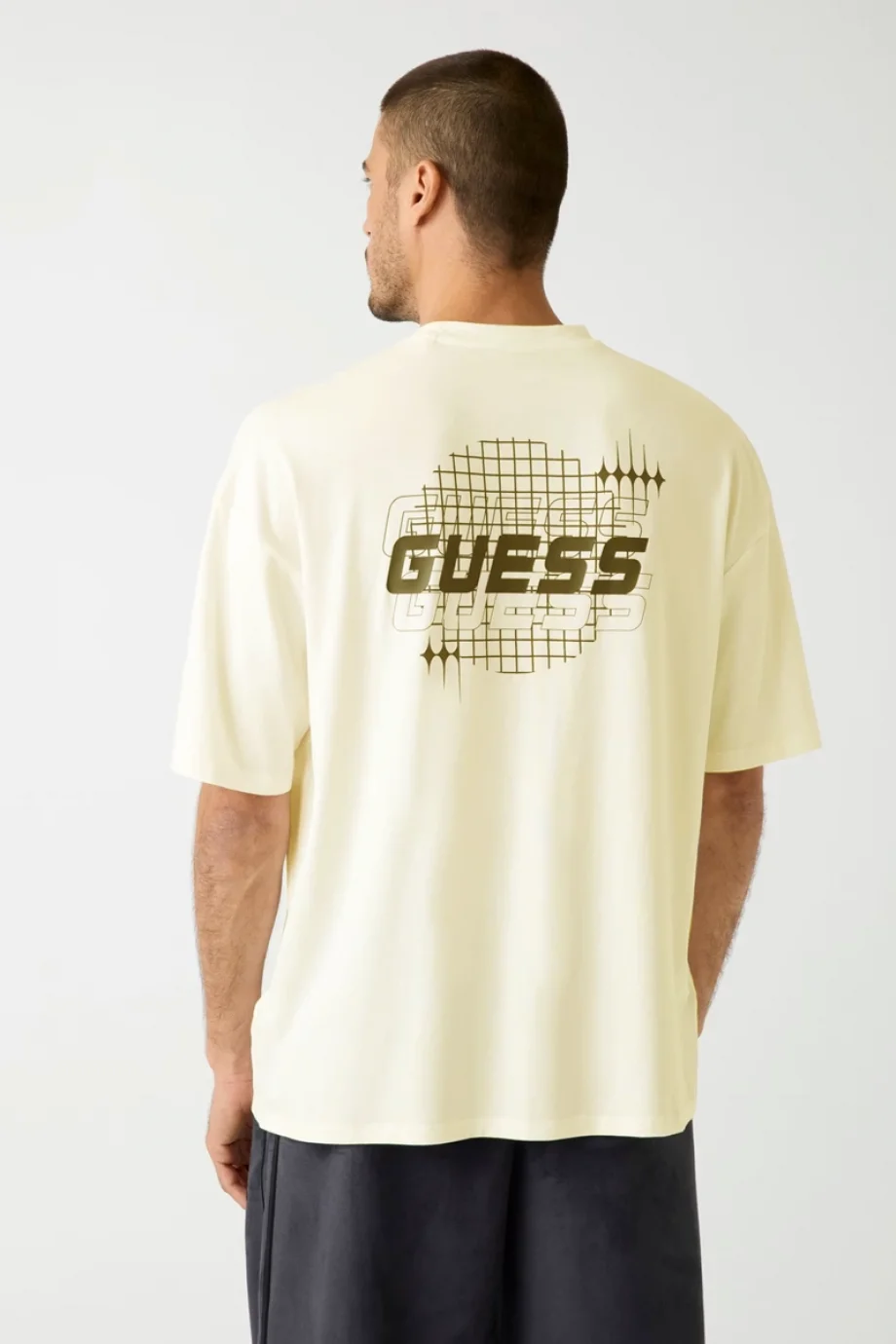 Guess Eldrin Erkek Bej Aktif Modal Karışımlı Oversize Fit T-Shirt Z5BI01JR06K-G9D0