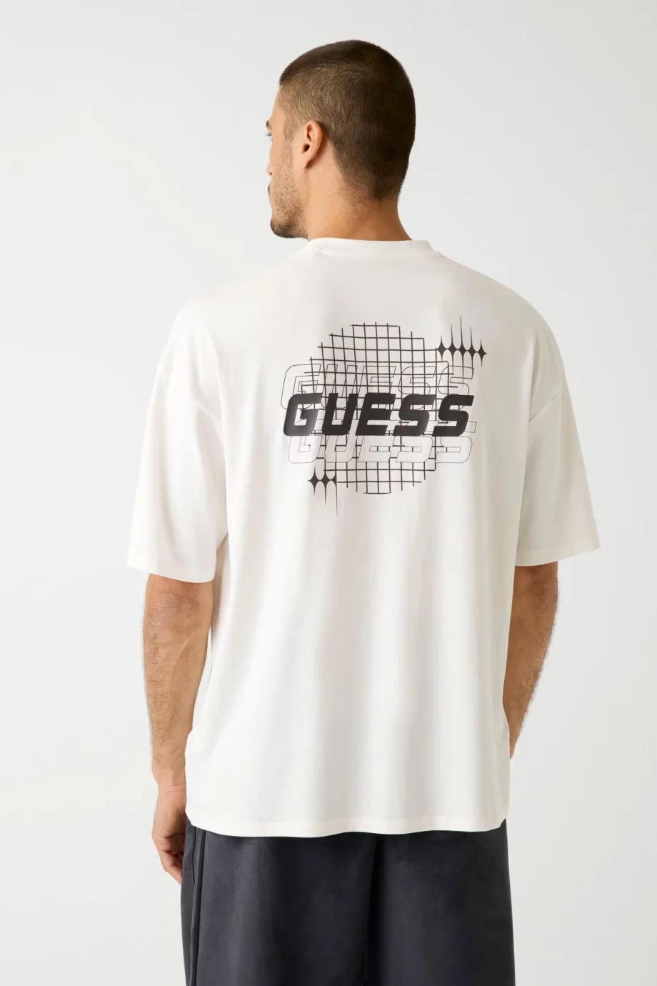 Guess Eldrin Erkek Beyaz Aktif Modal Karışımlı Oversize Fit T-Shirt Z5BI01JR06K-G018