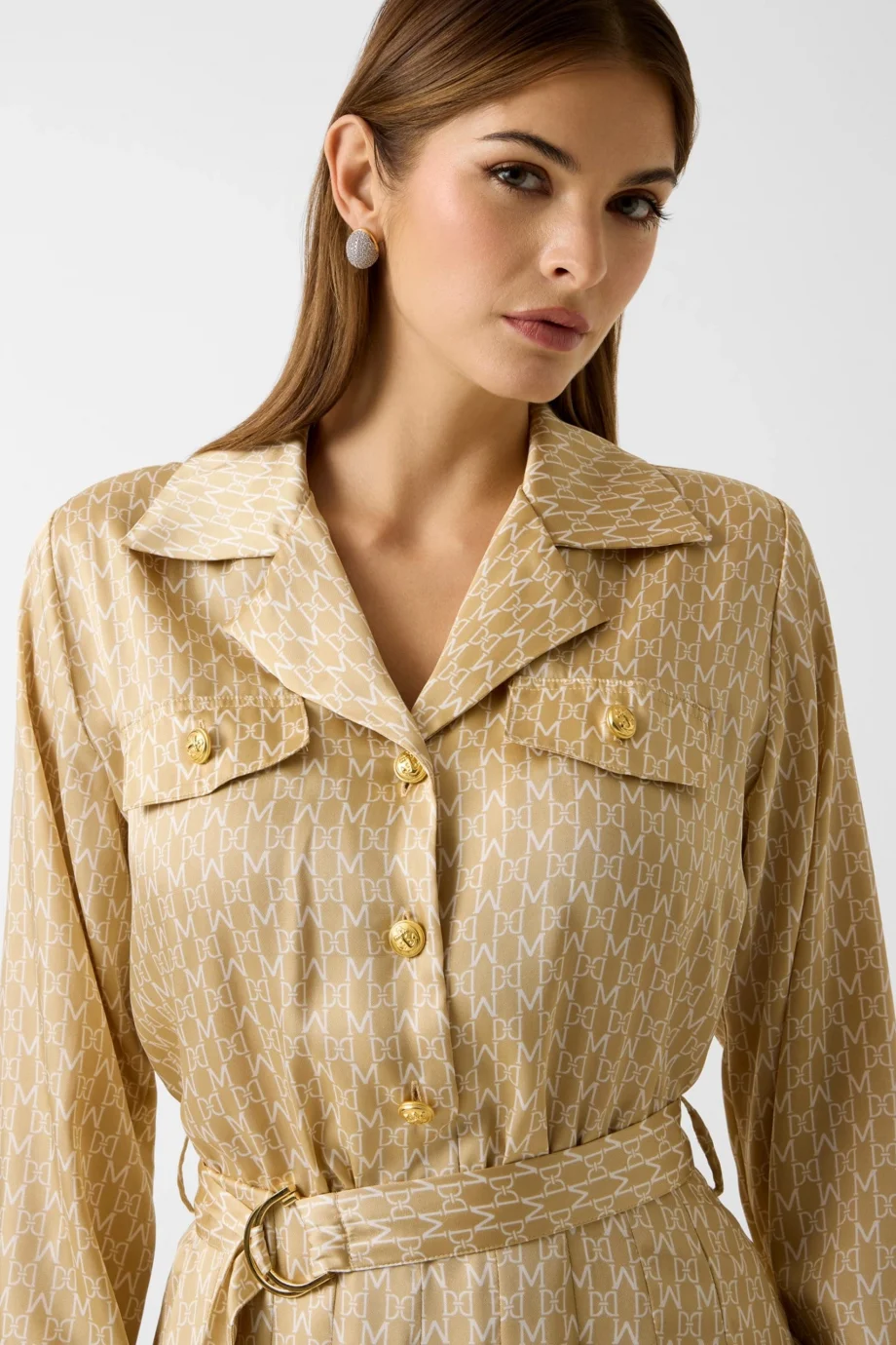 Guess Elida Pileli Uzun Kollu Kadın Çok Renkli Elbise 6RGK307435A-PM7B