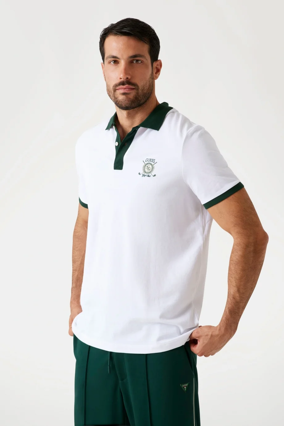 Guess Emblem Erkek Beyaz Regular Fit Polo T-Shirt M5YP03KCJV1-G011