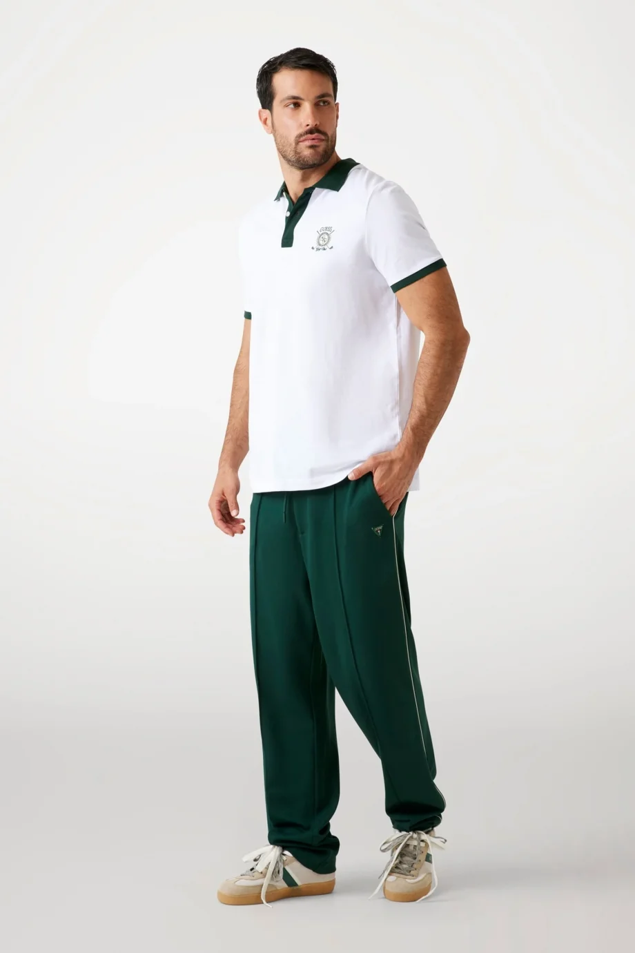 Guess Emblem Erkek Beyaz Regular Fit Polo T-Shirt M5YP03KCJV1-G011