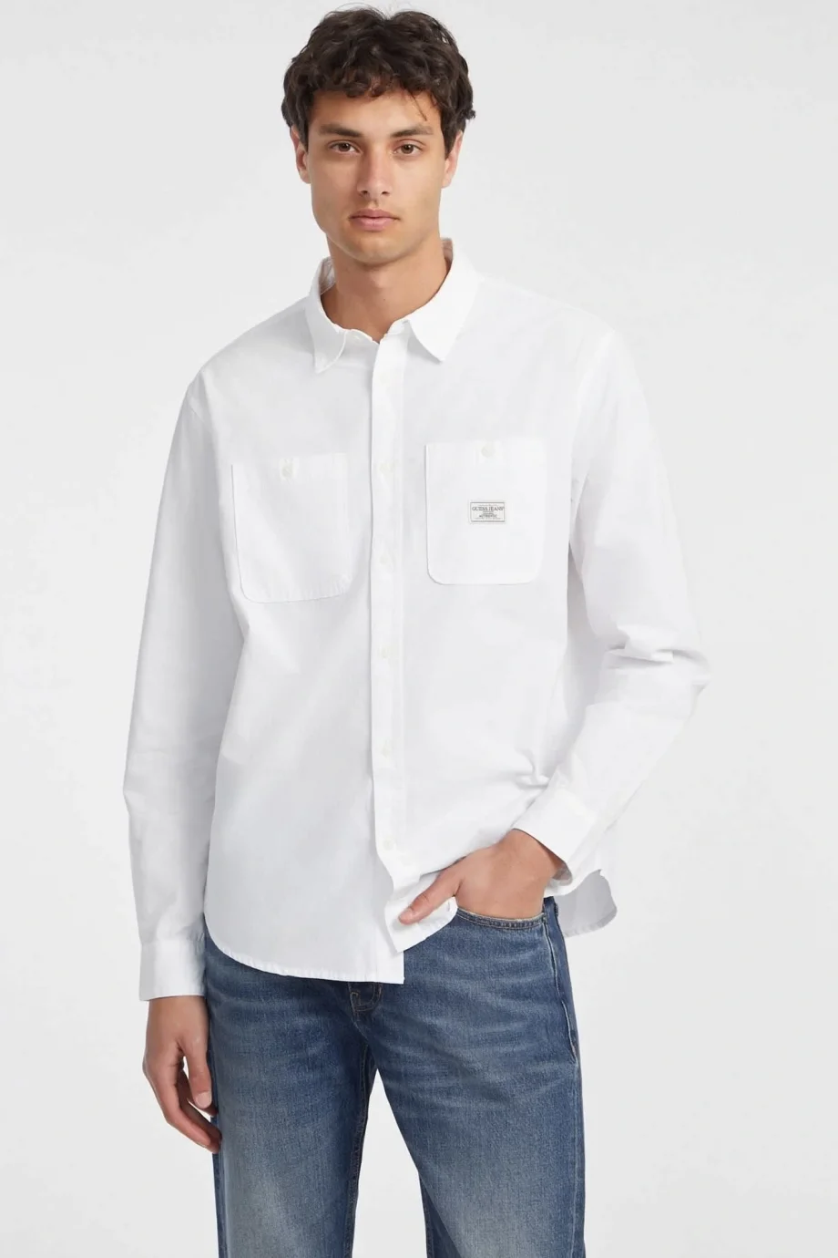 Guess  Erkek Beyaz Regular Fit Gömlek M4YH37WGCF1-G011