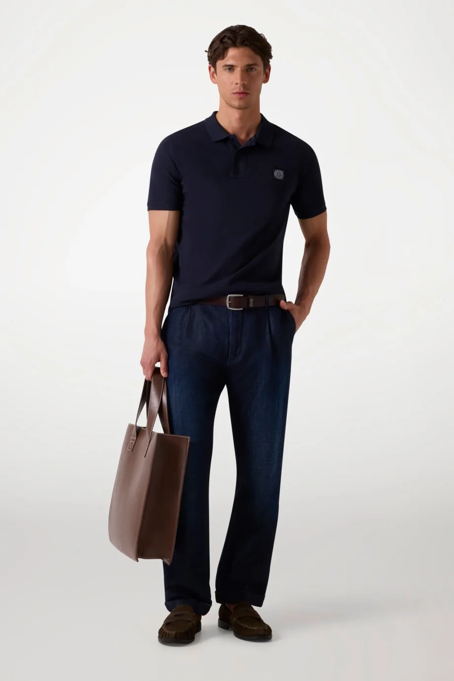 Guess Washed Erkek Lacivert Slim Fit Polo T-Shirt M2YP24KC9T1-G7V2