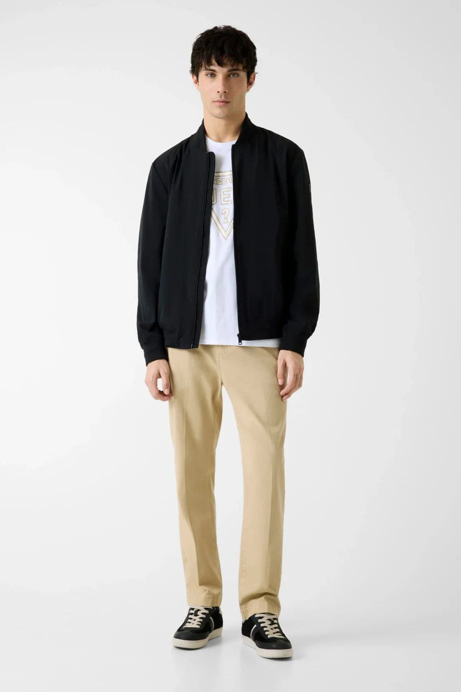 Guess Esnek Katlanabilir Bomber Erkek Siyah Ceket M6RL09WJ362-JBLK