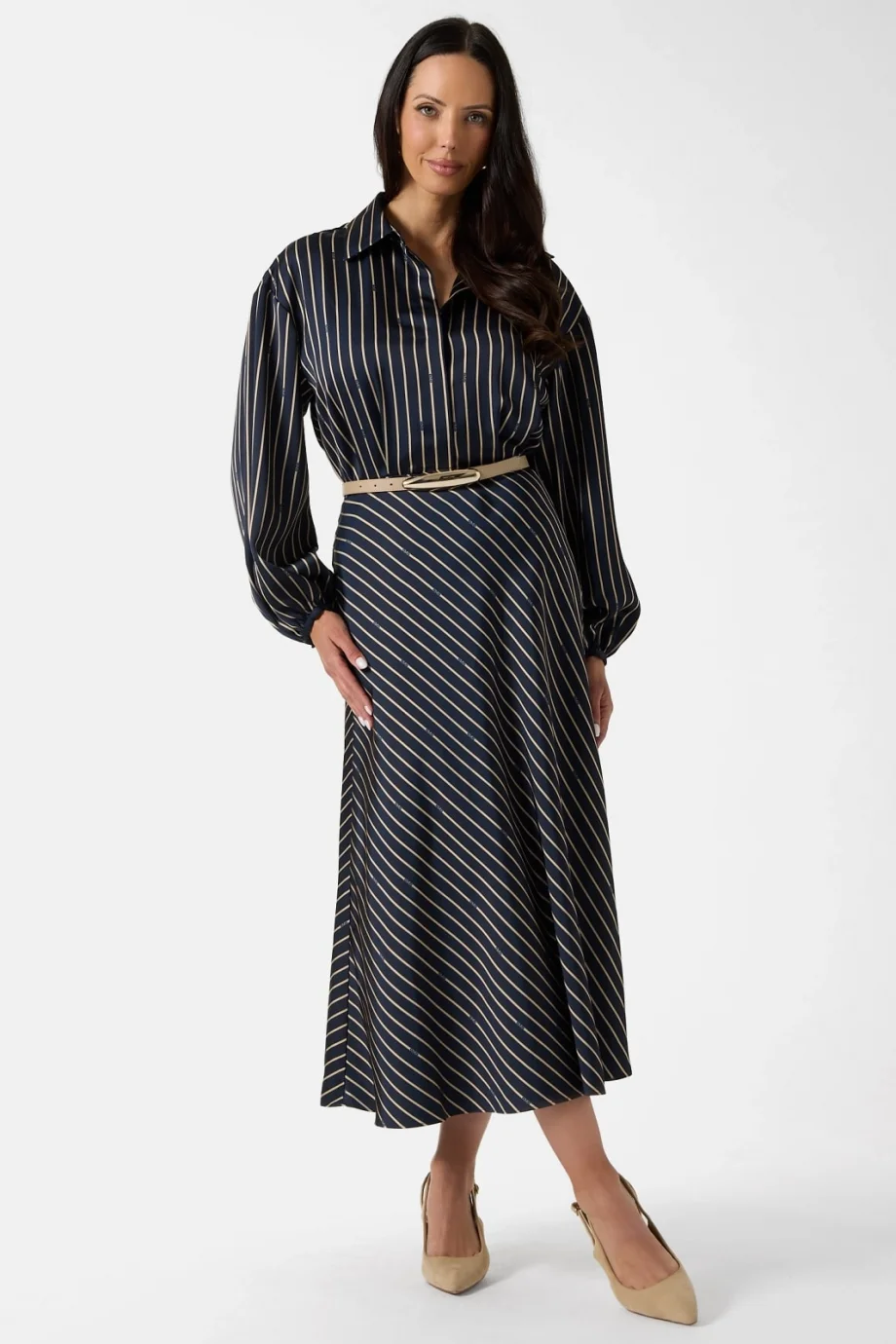 Guess Fatou Uzun Kollu Kadın Mavi Elbise 6RGK467430A-PMBV