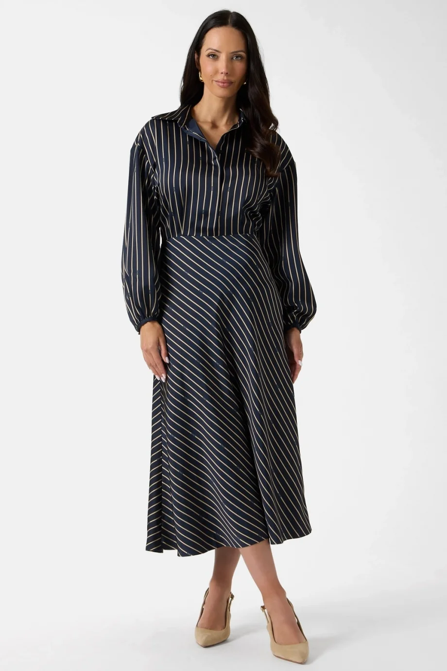 Guess Fatou Uzun Kollu Kadın Mavi Elbise 6RGK467430A-PMBV