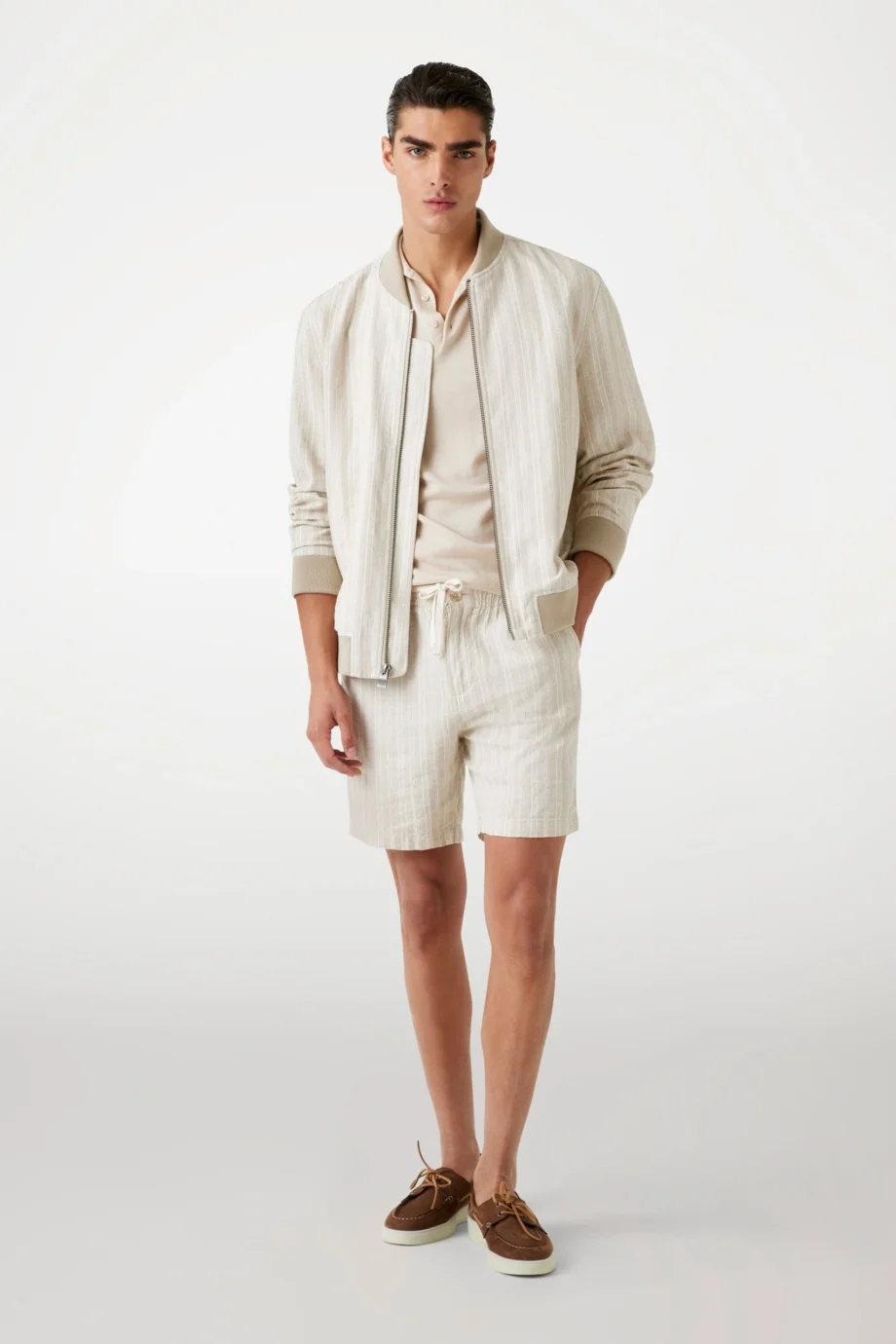 Guess Fletcher Erkek Bej Keten Karışımlı Regular Fit Şort M5YD11WHBY0-F1AD