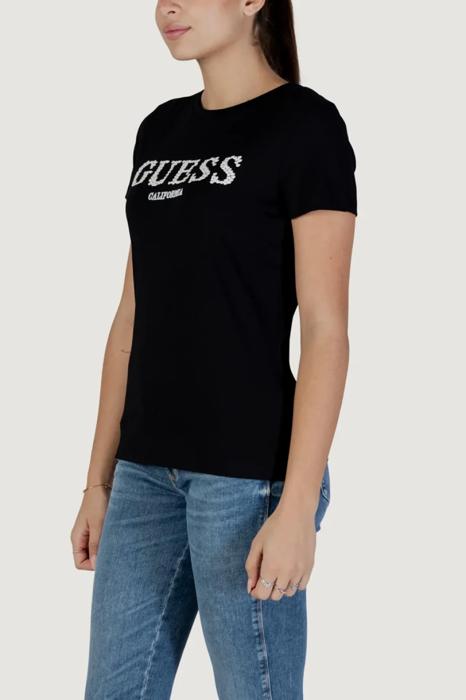 Guess Giuditta Bisiklet Yaka Kısa Kollu Kadın Siyah T-shirt V6RI11J1314-JBLK
