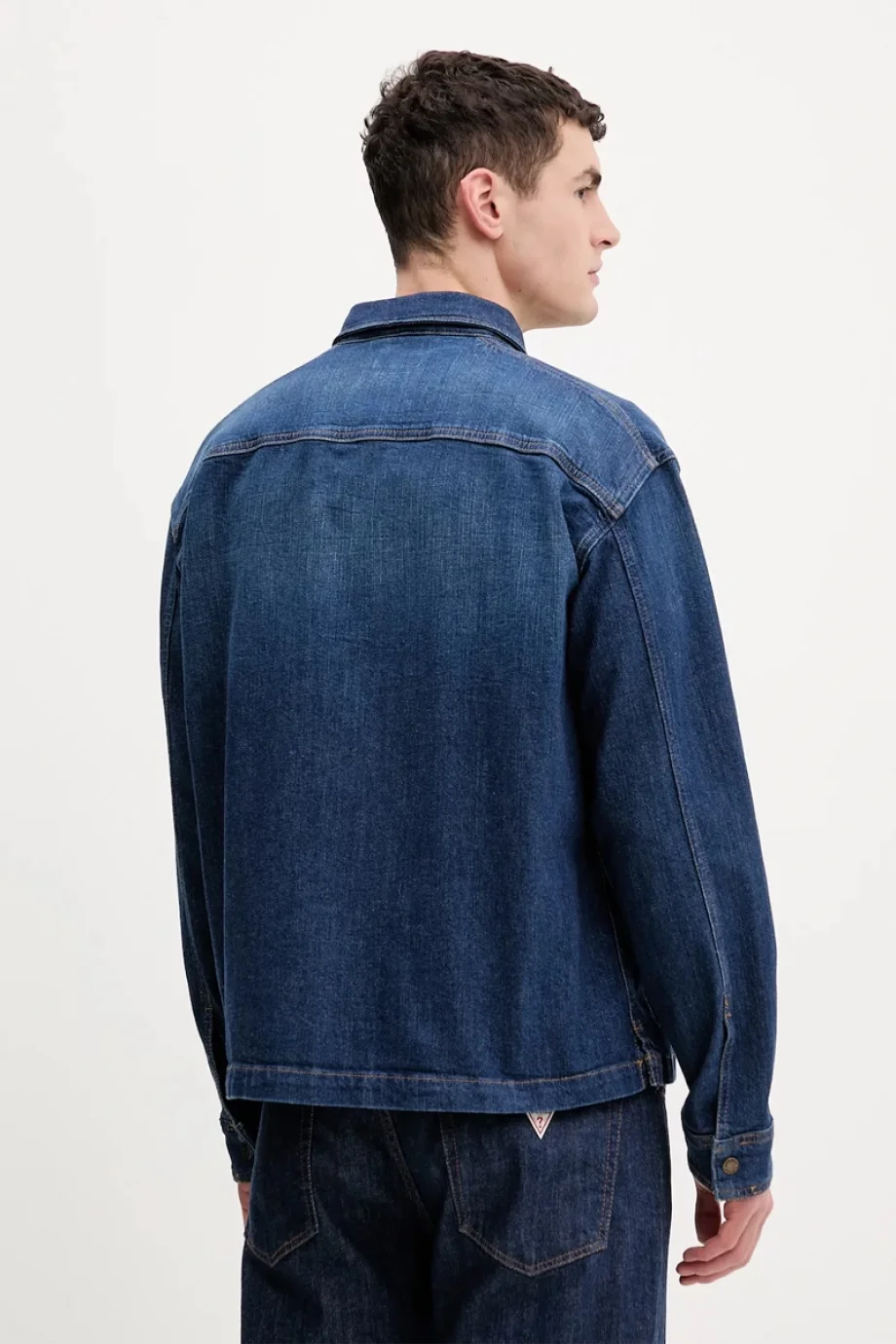 Guess GJ Büyük Beden Kısa Uzun Kollu Erkek Lacivert Gömlek M6RH51D002F-GTDW