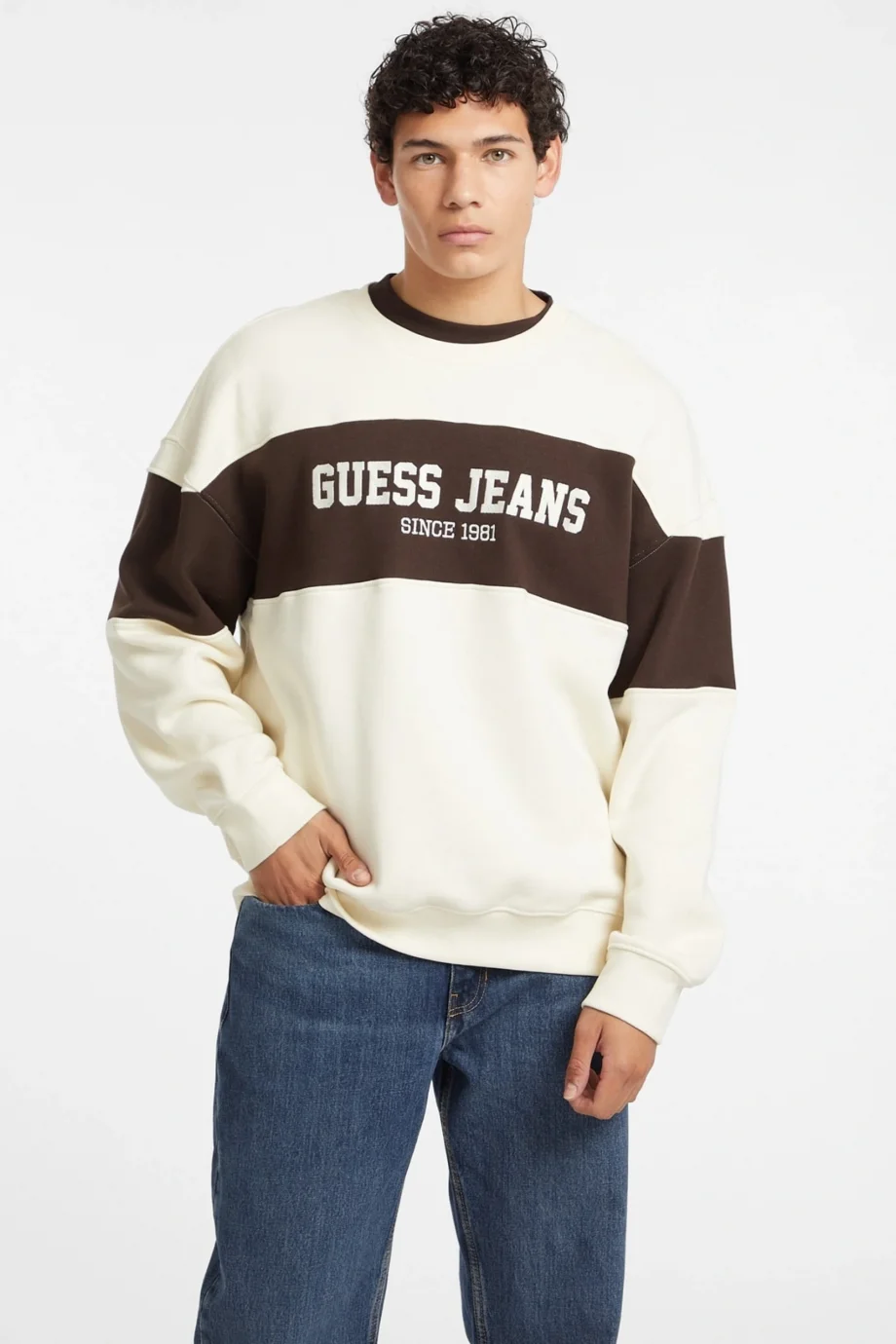 Guess Gj Cn Os Erkek Krem Sweatshirt M4BQ39K9V31-G053