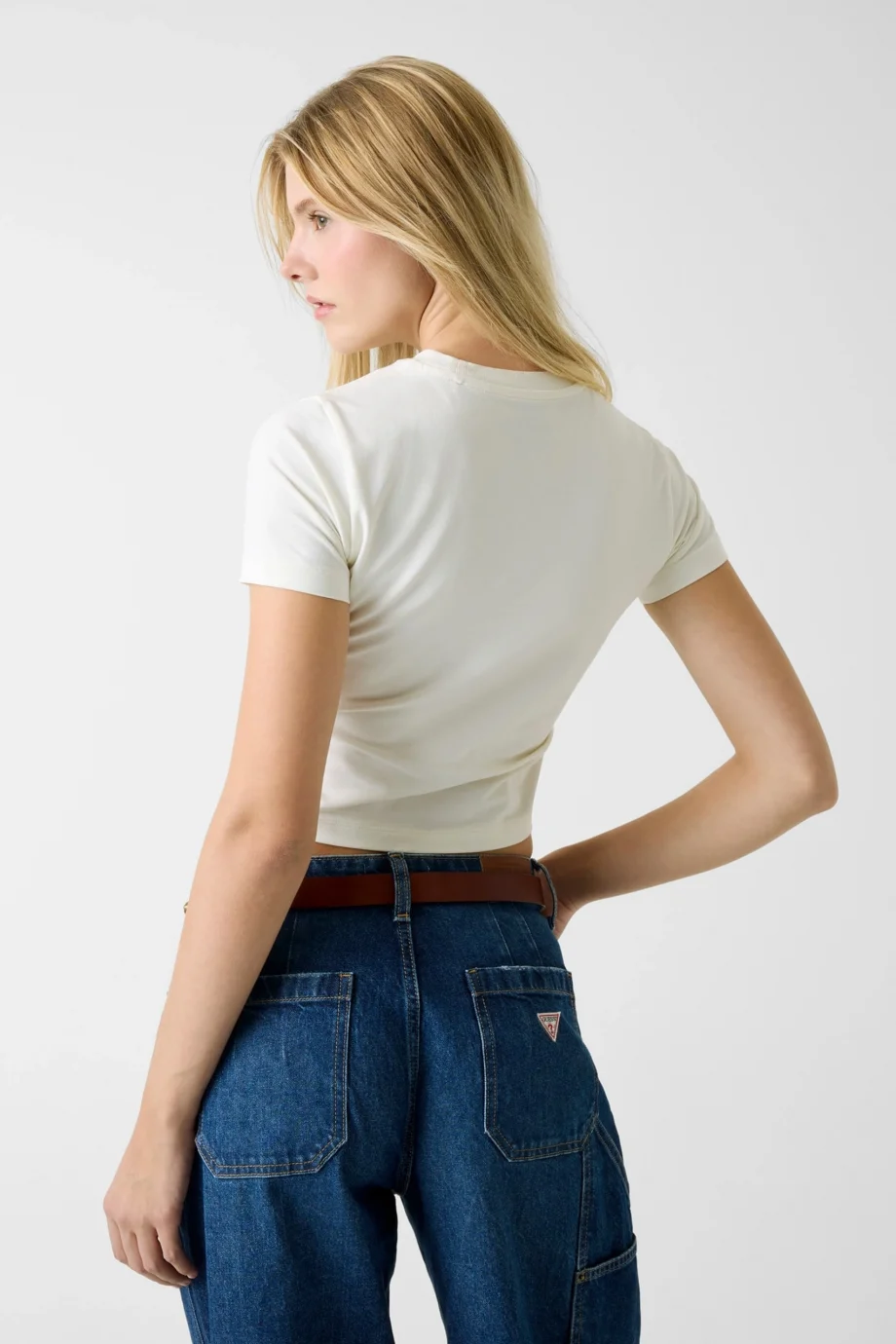 Guess GJ Kısa Kollu Bisiklet Yaka Baby Baker Kadın Krem T-shirt W6RI15J1314-G053