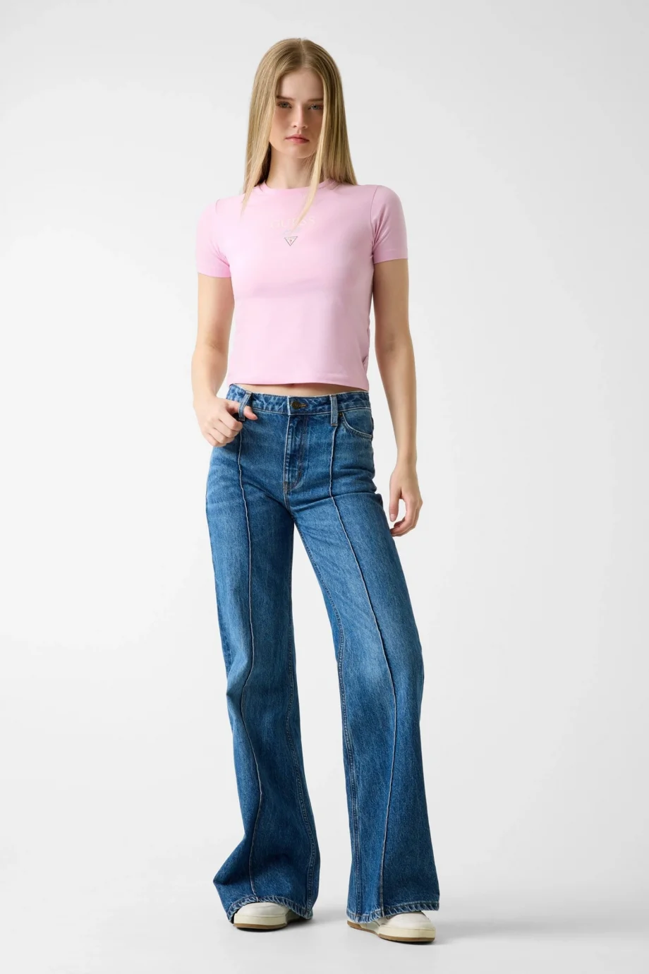 Guess GJ Kısa Kollu Bisiklet Yaka Baby Baker Kadın Pembe T-shirt W6RI15J1314-G65F