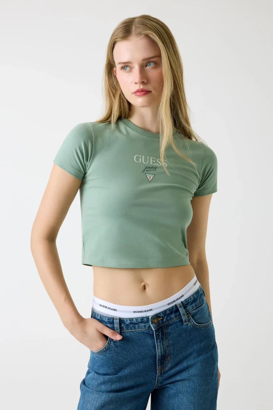 Guess GJ Kısa Kollu Bisiklet Yaka Baby Baker Kadın Yeşil T-shirt W6RI15J1314-G8FD