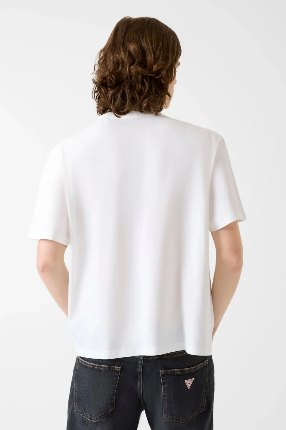 Guess GJ Kısa Kollu Büyük Beden Baker Logolu Erkek Beyaz T-shirt M6RI45K8HM0-G046