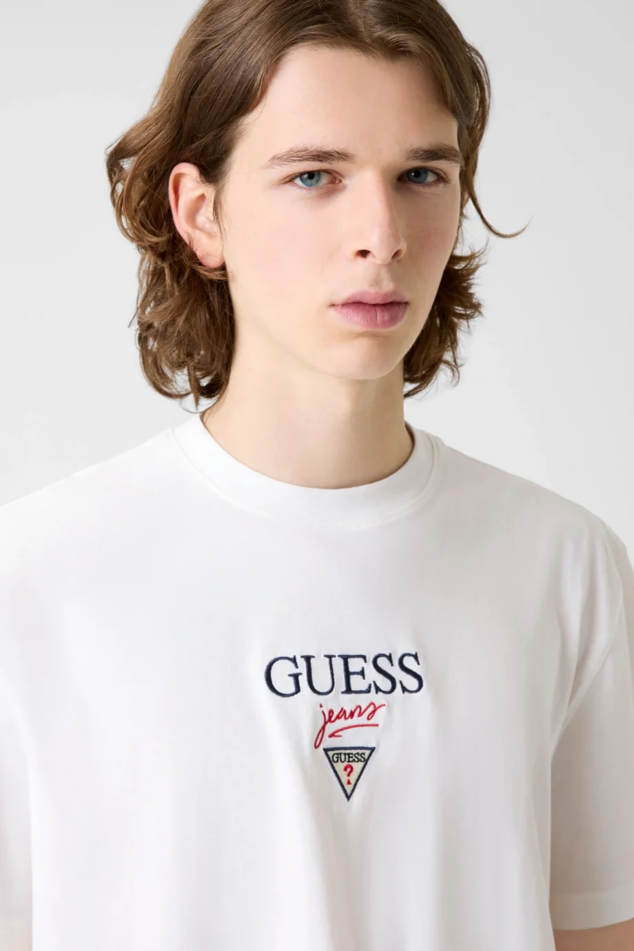 Guess GJ Kısa Kollu Büyük Beden Baker Logolu Erkek Beyaz T-shirt M6RI45K8HM0-G046