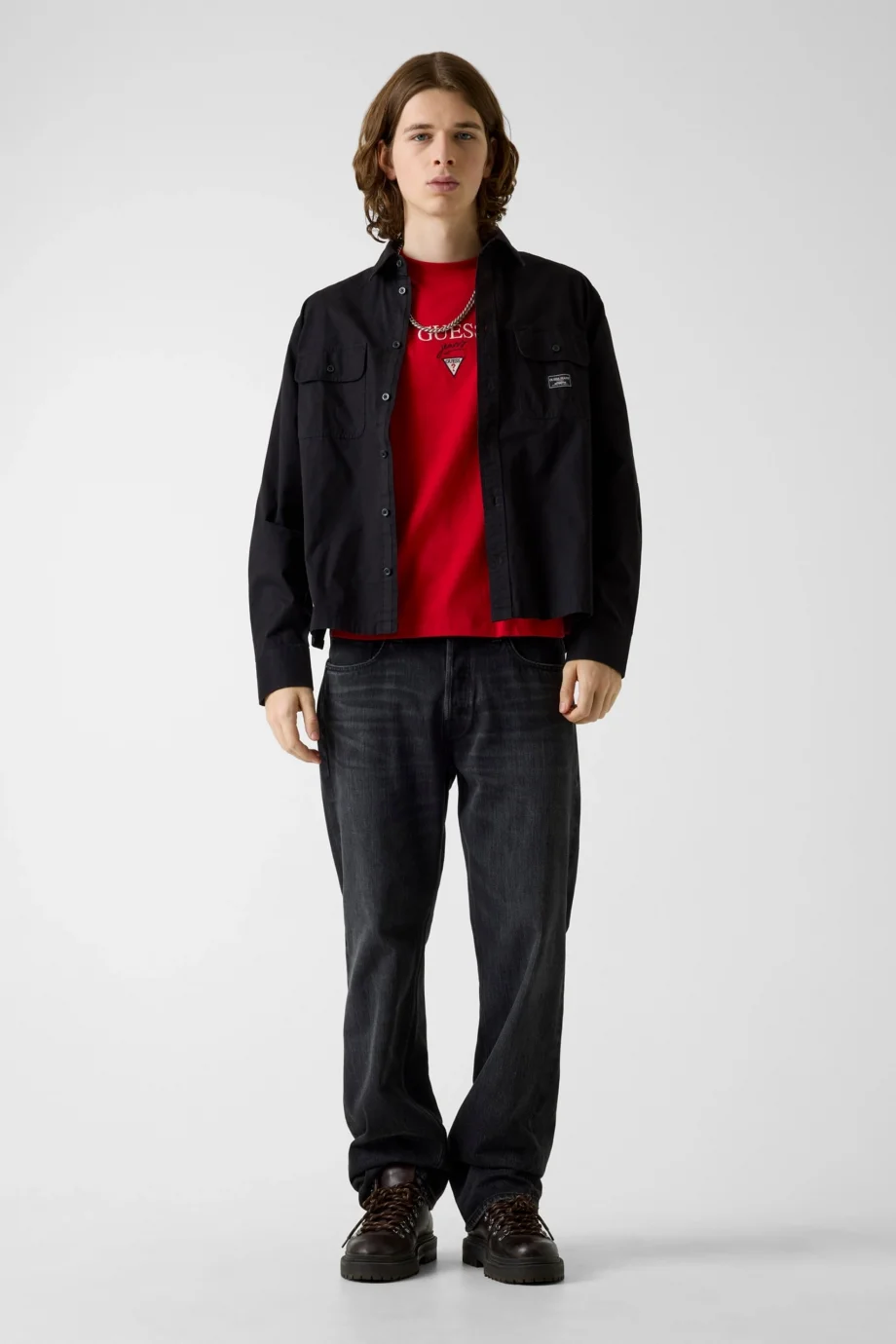 Guess GJ Kısa Kollu Büyük Beden Baker Logolu Erkek Kırmızı T-shirt M6RI45K8HM0-G585