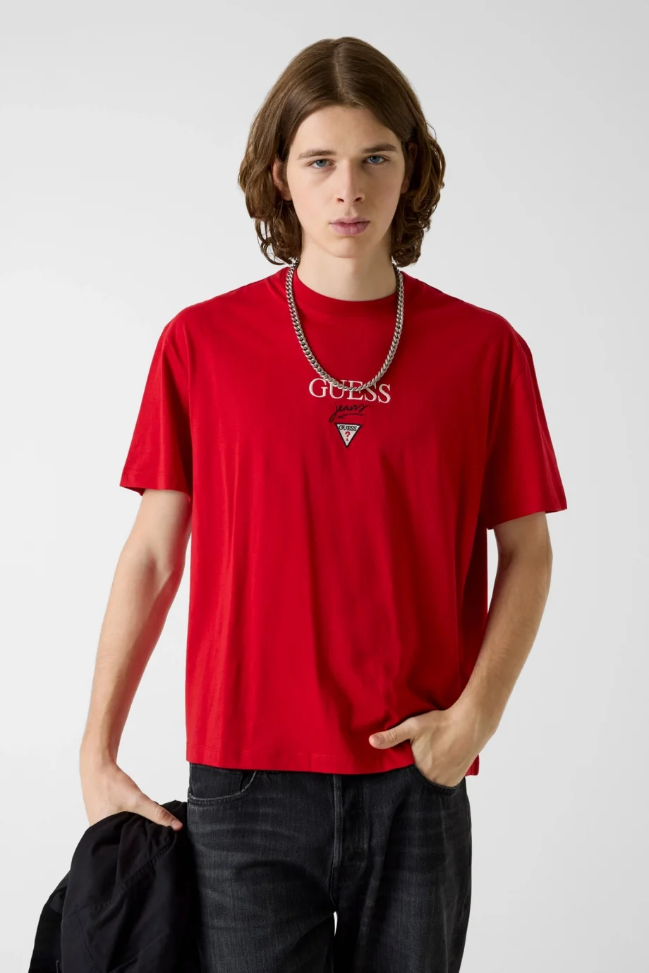 Guess GJ Kısa Kollu Büyük Beden Baker Logolu Erkek Kırmızı T-shirt M6RI45K8HM0-G585