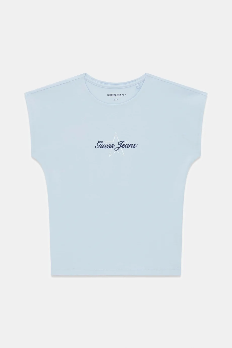 Guess GJ Kısa Kollu Reglan Yıldızlı Baby Kadın Mavi T-shirt W6RI21J1314-G7O3