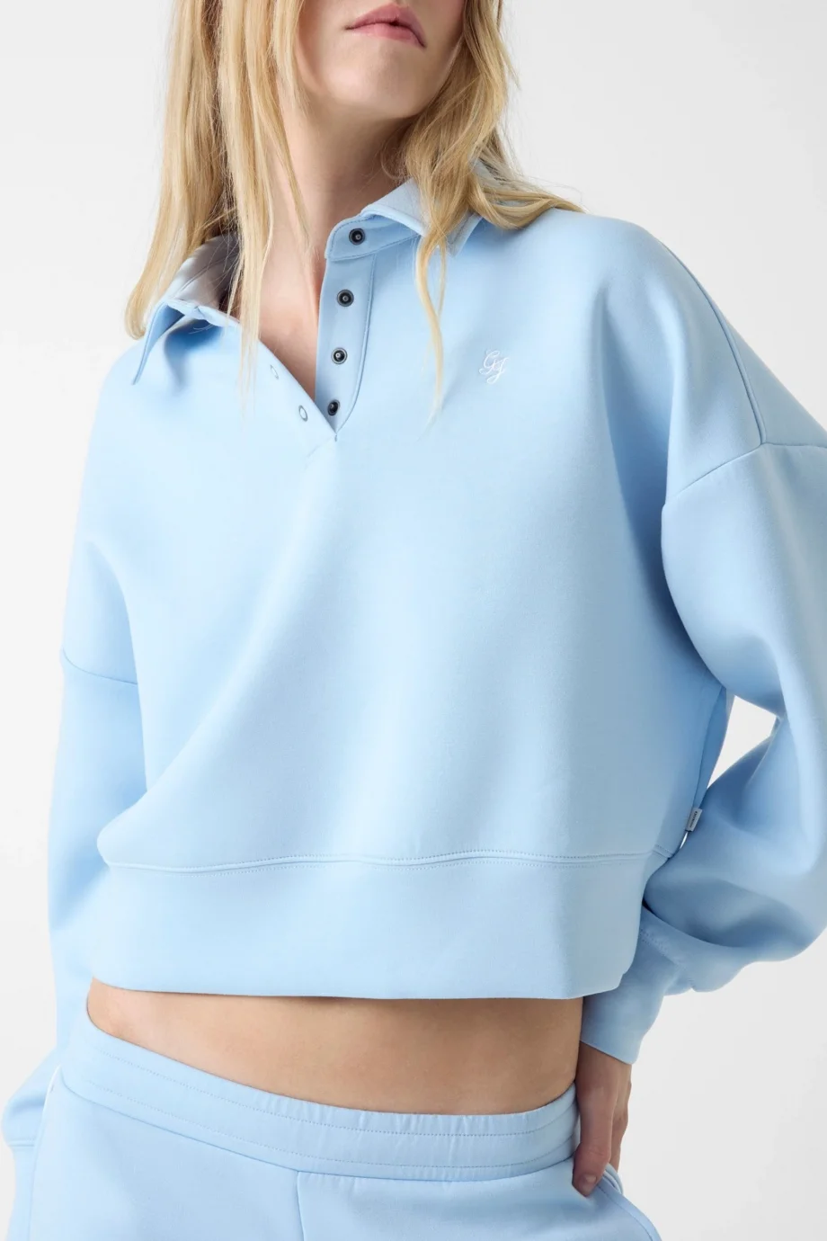 Guess GJ Kısa Scuba Polo Kadın Mavi Sweatshirt W6RQ05KD122-G7O3