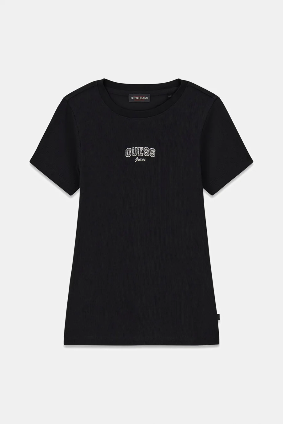 Guess GJ Kolsuz Bisiklet Yaka Nakışlı Dar Kesim Kadın Siyah Top W6RP21KA0H1-JBLK