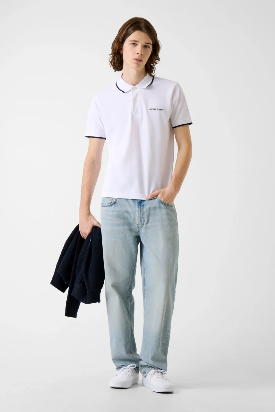 Guess GJ Normal Kesim Nakışlı Kısa Kollu Çizgili Detaylı Polo Yakalı Erkek Çok Renkli Polo T-shirt M6RP24KCJV1-SM0Q