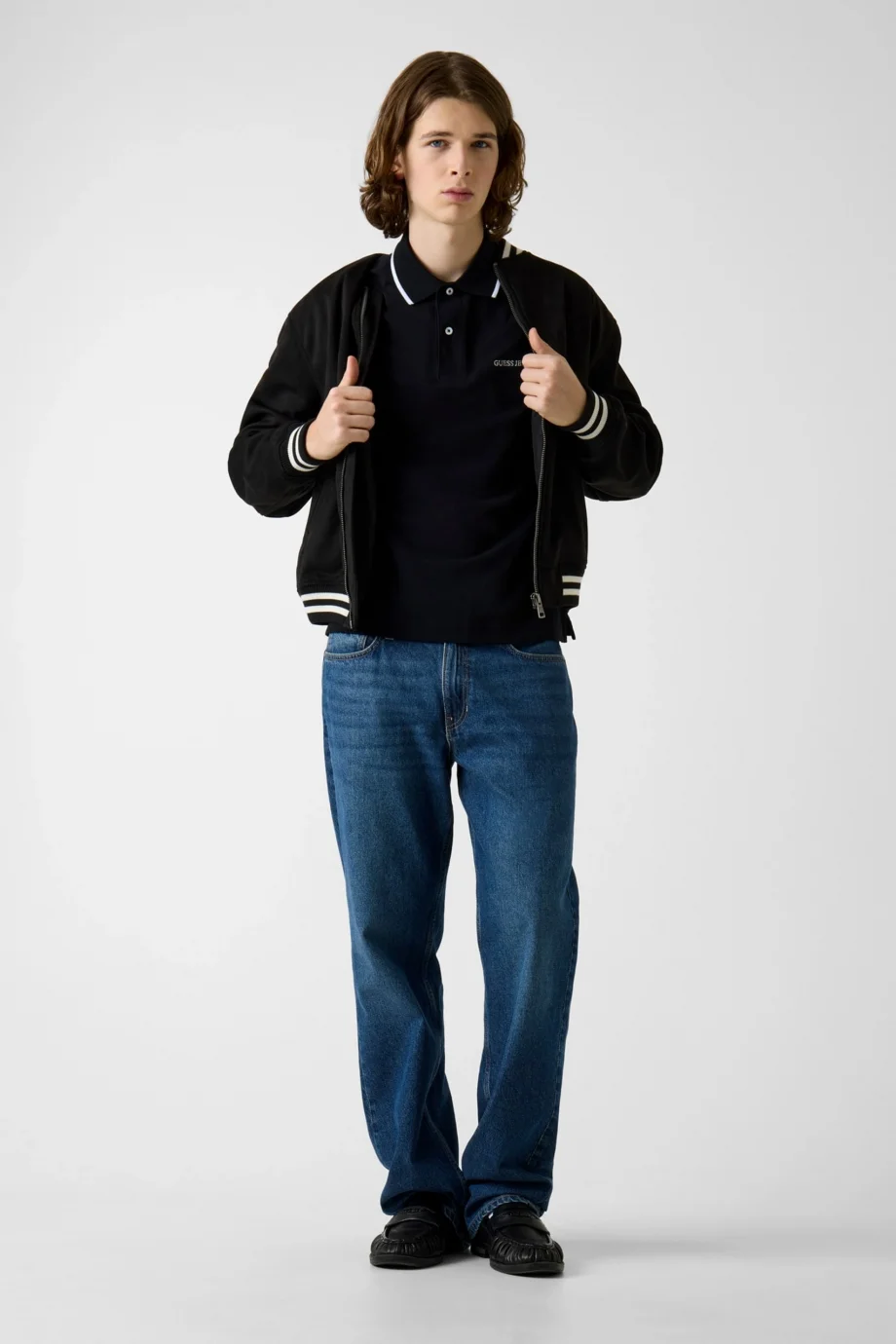 Guess GJ Normal Kesim Nakışlı Kısa Kollu Çizgili Detaylı Polo Yakalı Erkek Çok Renkli Polo T-shirt M6RP24KCJV1-S9HJ