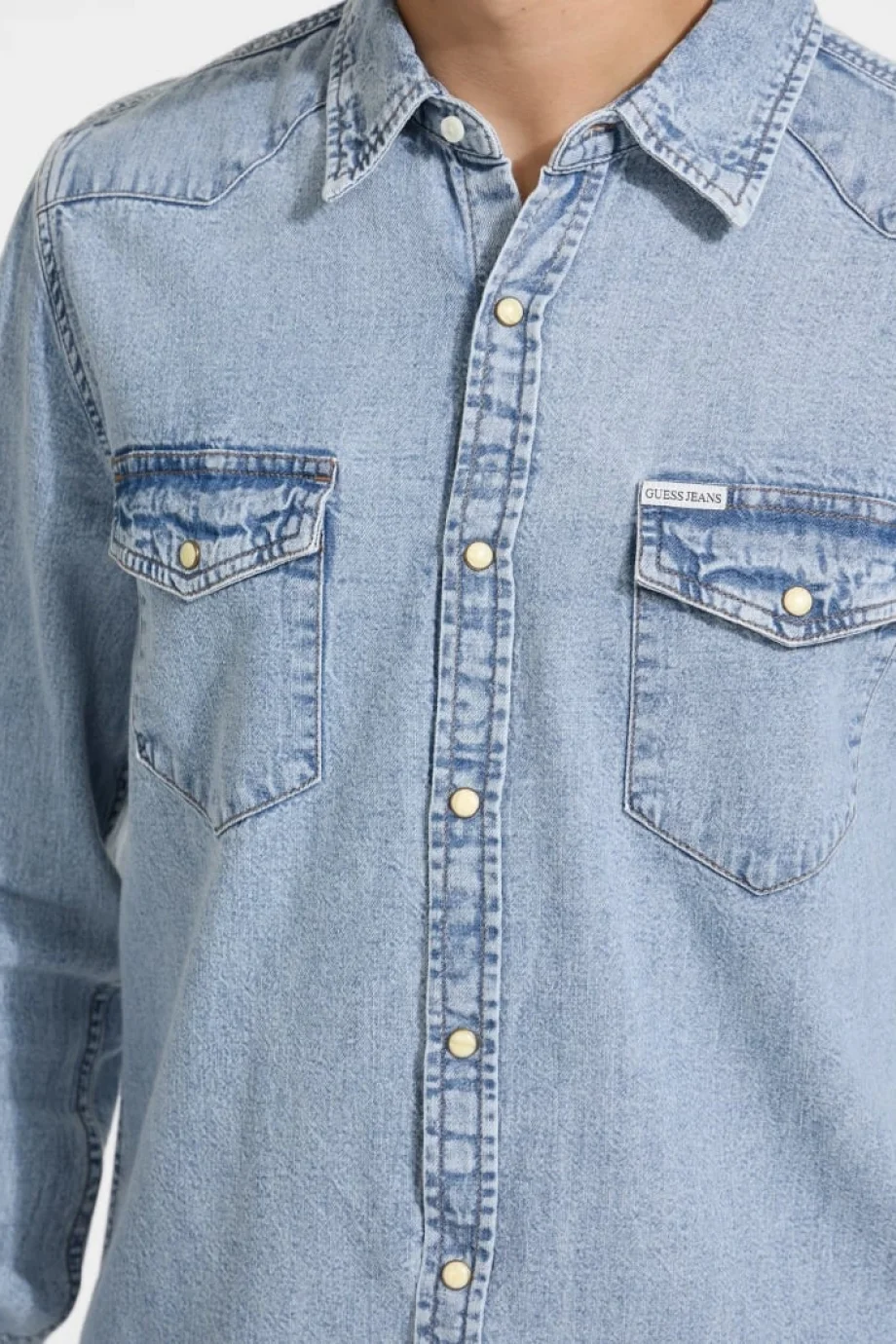 Guess Gj Slim Ls Erkek Mavi Regular Fit Denim Gömlek M5RH55D5M82-GJER