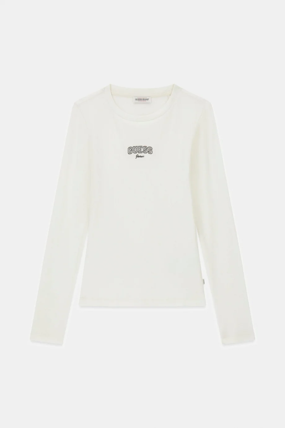 Guess GJ Uzun Kollu Bisiklet Yaka Nakışlı Dar Kesim Kadın Krem Top W6RP22KA0H1-G053