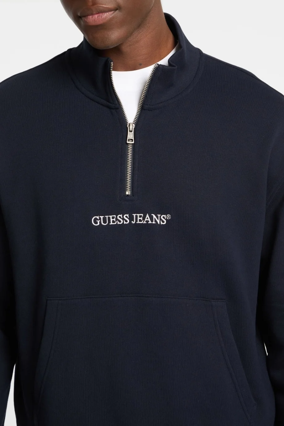Guess GJ Yarım Fermuarlı Normal Kesim Nakışlı Erkek Lacivert Sweatshirt M5RQ42KCPR1-A71W